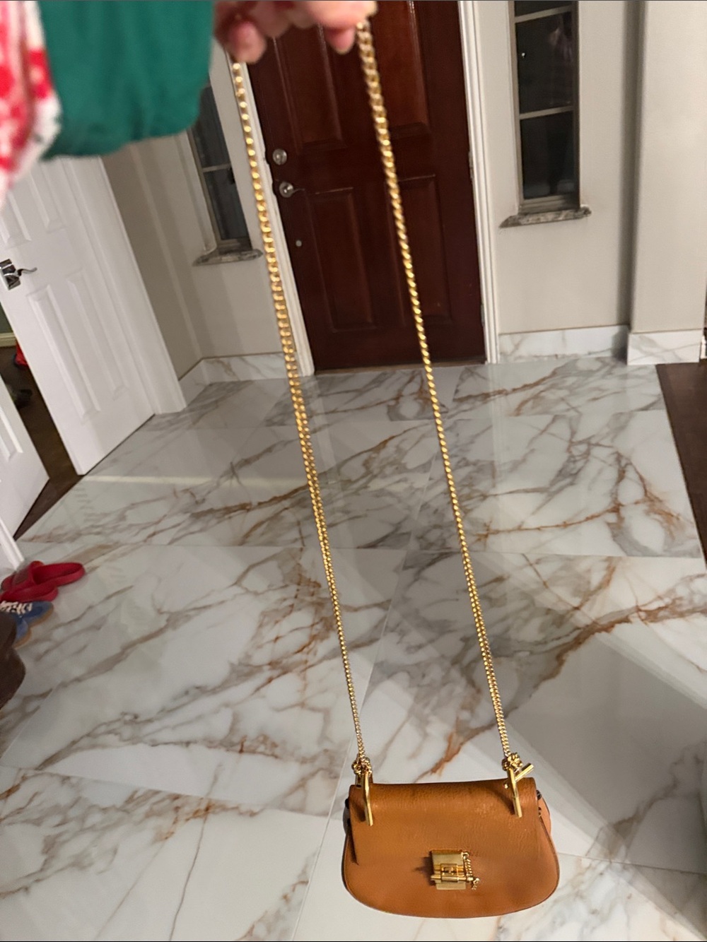 Chloe Tan Pebbled Leather Saddle Bag with Gold Hardware
